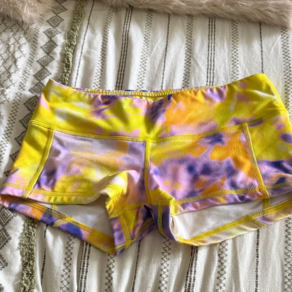 Fleo Vibrant Yellow and Purple Athletic Shorts